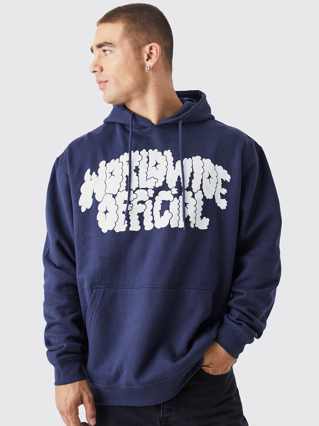 Buy boohooMAN Typography Printed Hooded Oversized Sweatshirt With Kangaroo Pocket Sweatshirts for Men 25320114 Myntra