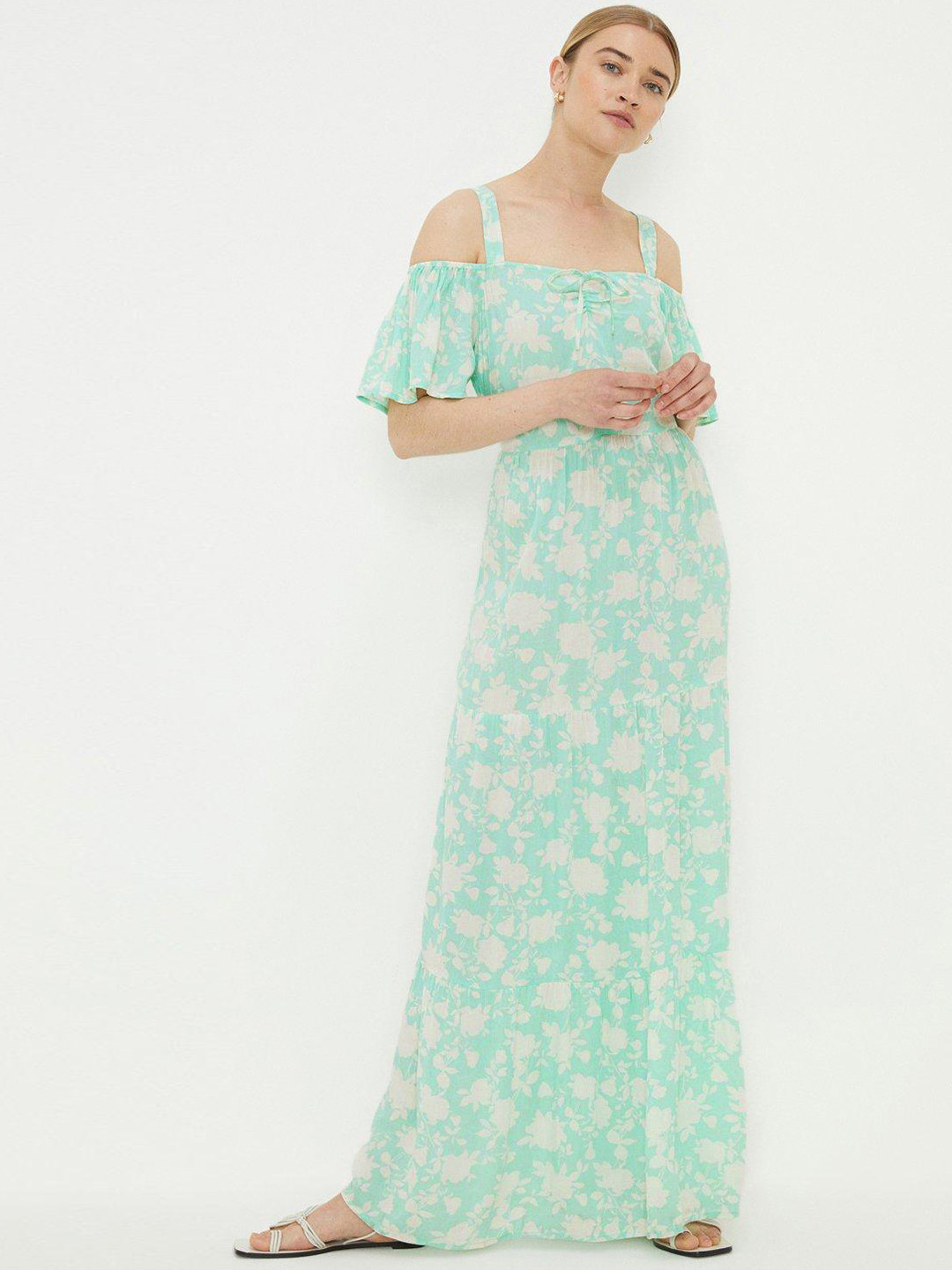 DOROTHY PERKINS Floral Print Cold-Shoulder Maxi Dress