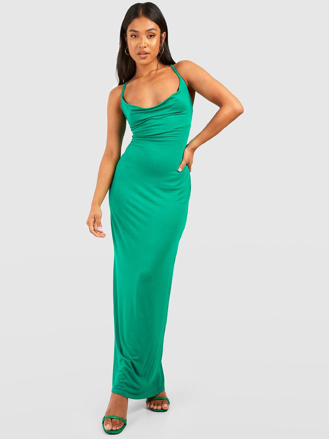 Boohoo Cowl Neck Maxi Dress