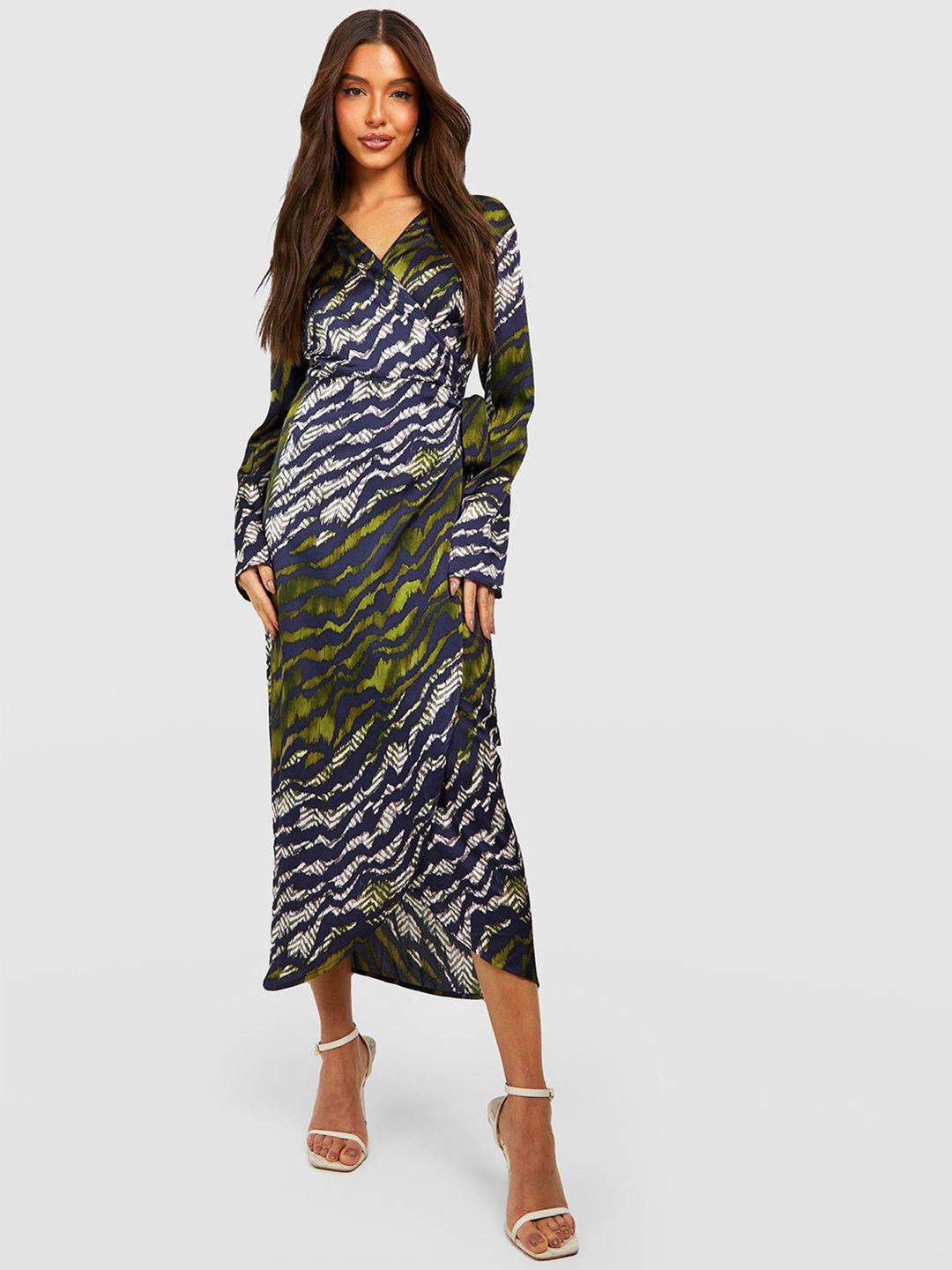 Boohoo Zebra Print Midi Dress