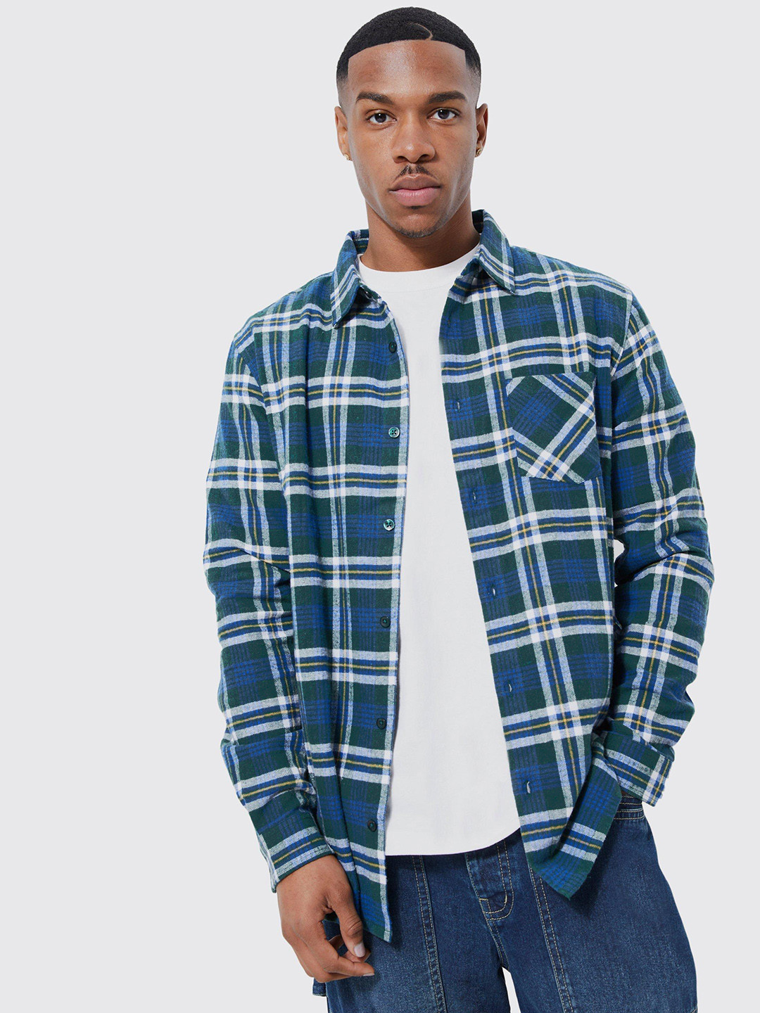 boohooMAN Tattersall Checked Flannel Casual Shirt