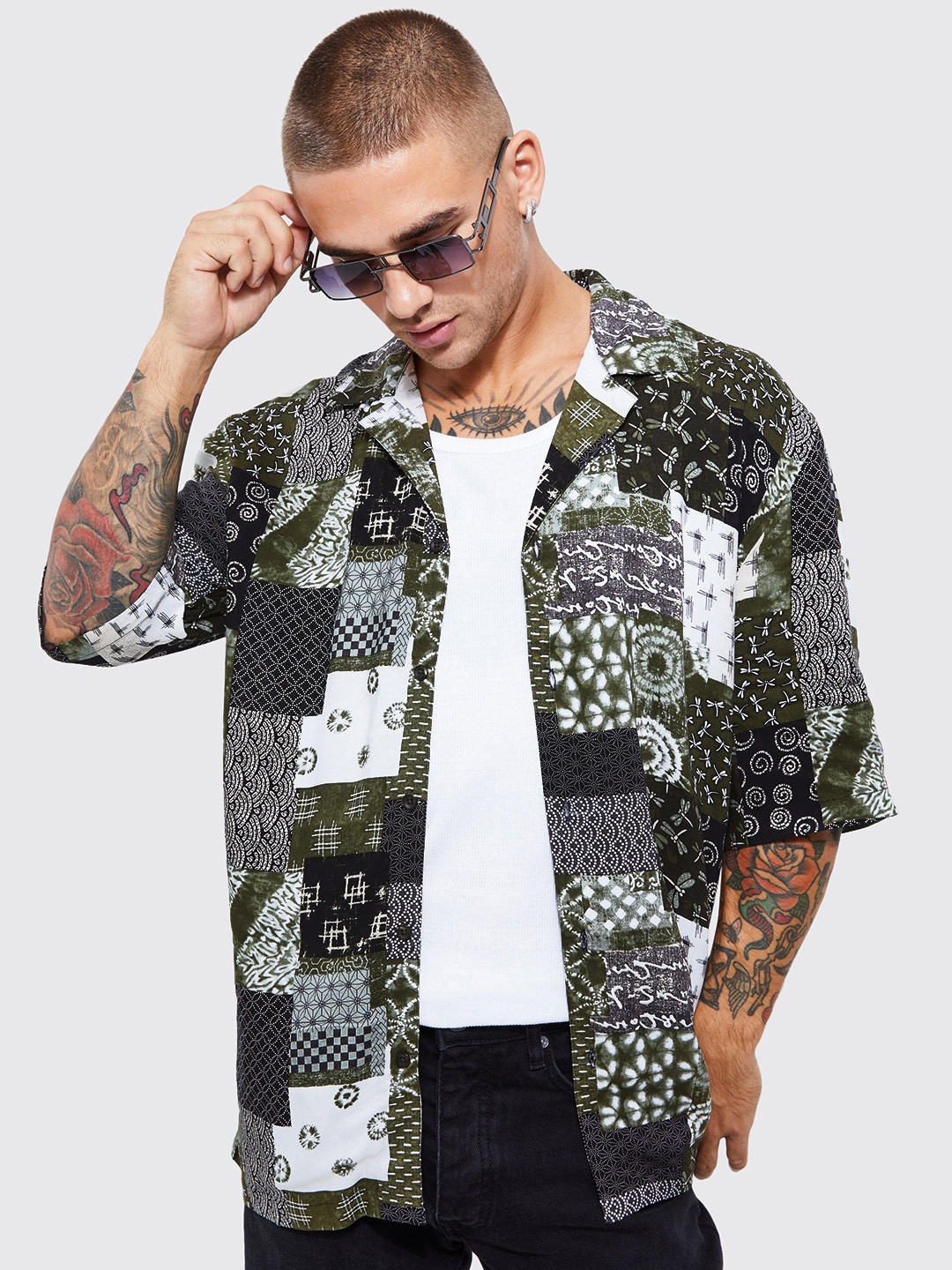 boohooMAN Scarf Printed Casual Shirt