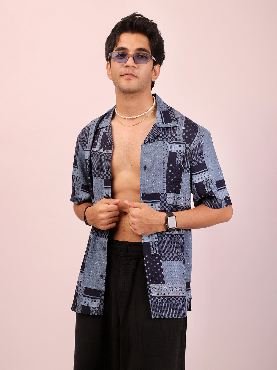 DEZANO Modern Opaque Printed Oversized Casual Shirt
