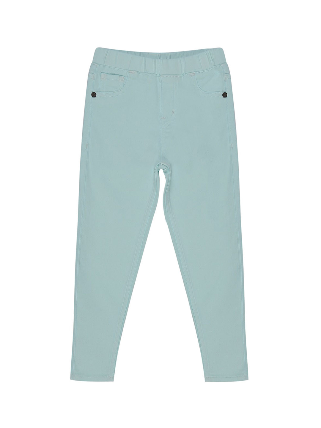 HERE&NOW Girls Sea Green High-Rise Skinny Fit Stretchable Coloured Jeans