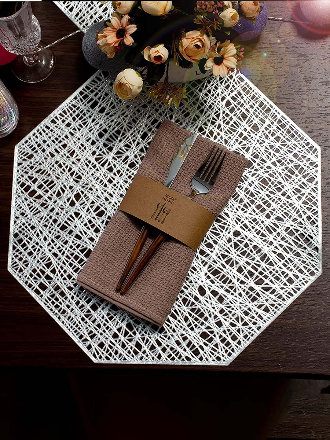 Dakshya Industries White 2-Pieces Hexagon Shaped Table Placemats