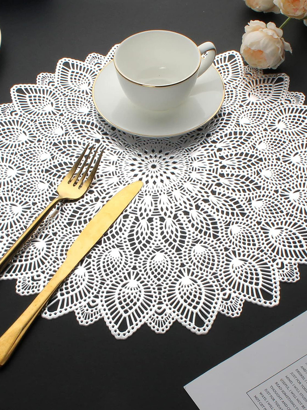 Dakshya Industries Silver-Toned 2-Pieces Chakri Table Placemats