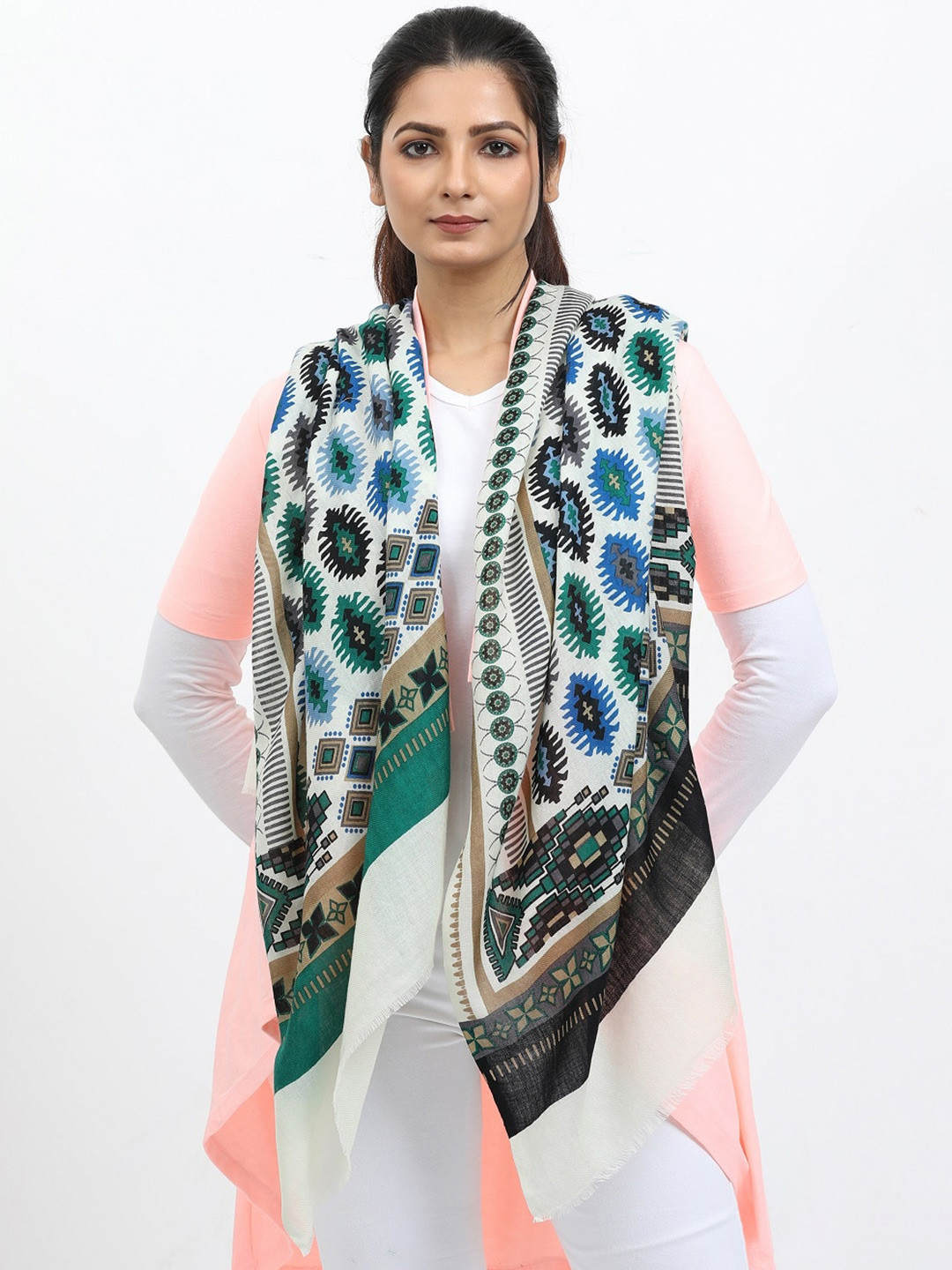 thickskin Geometric Printed Woollen Stole