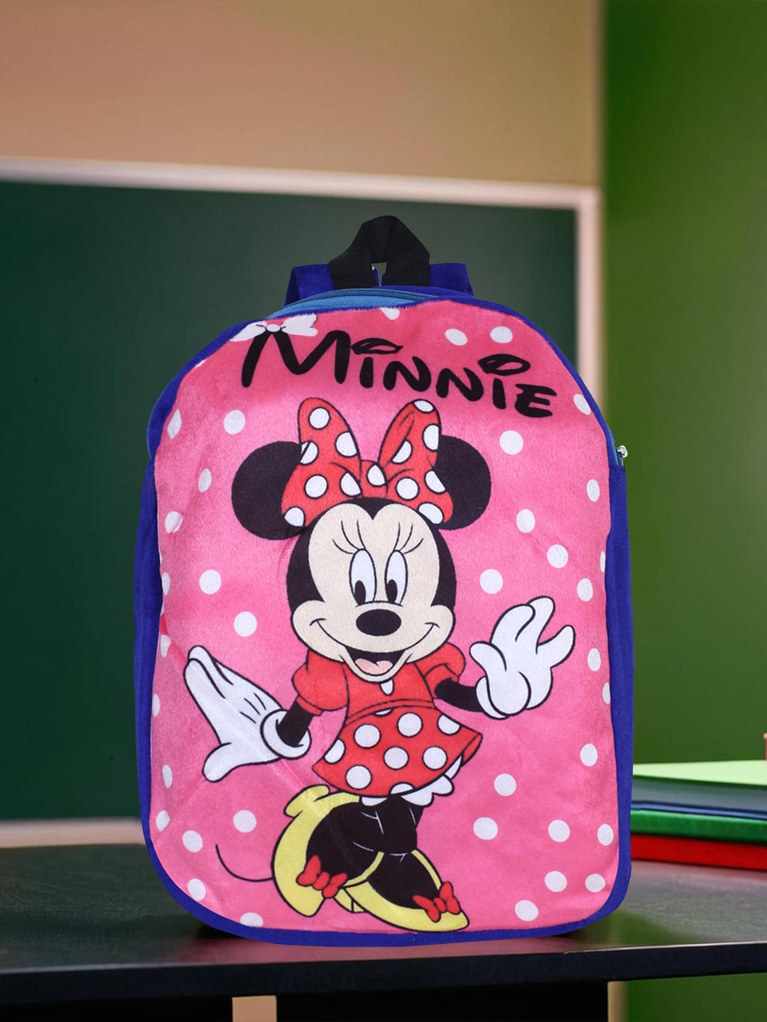 Kuber Industries Kids Unisex Disney Minnie Velvet Backpack