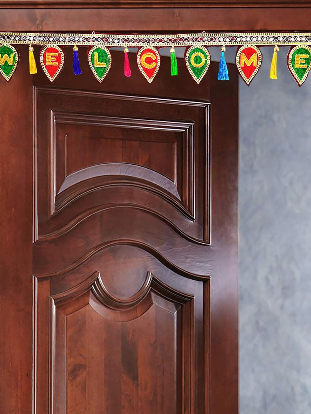 Ascension Red & Green Leaf Welcome Design Traditional Hanging Toran