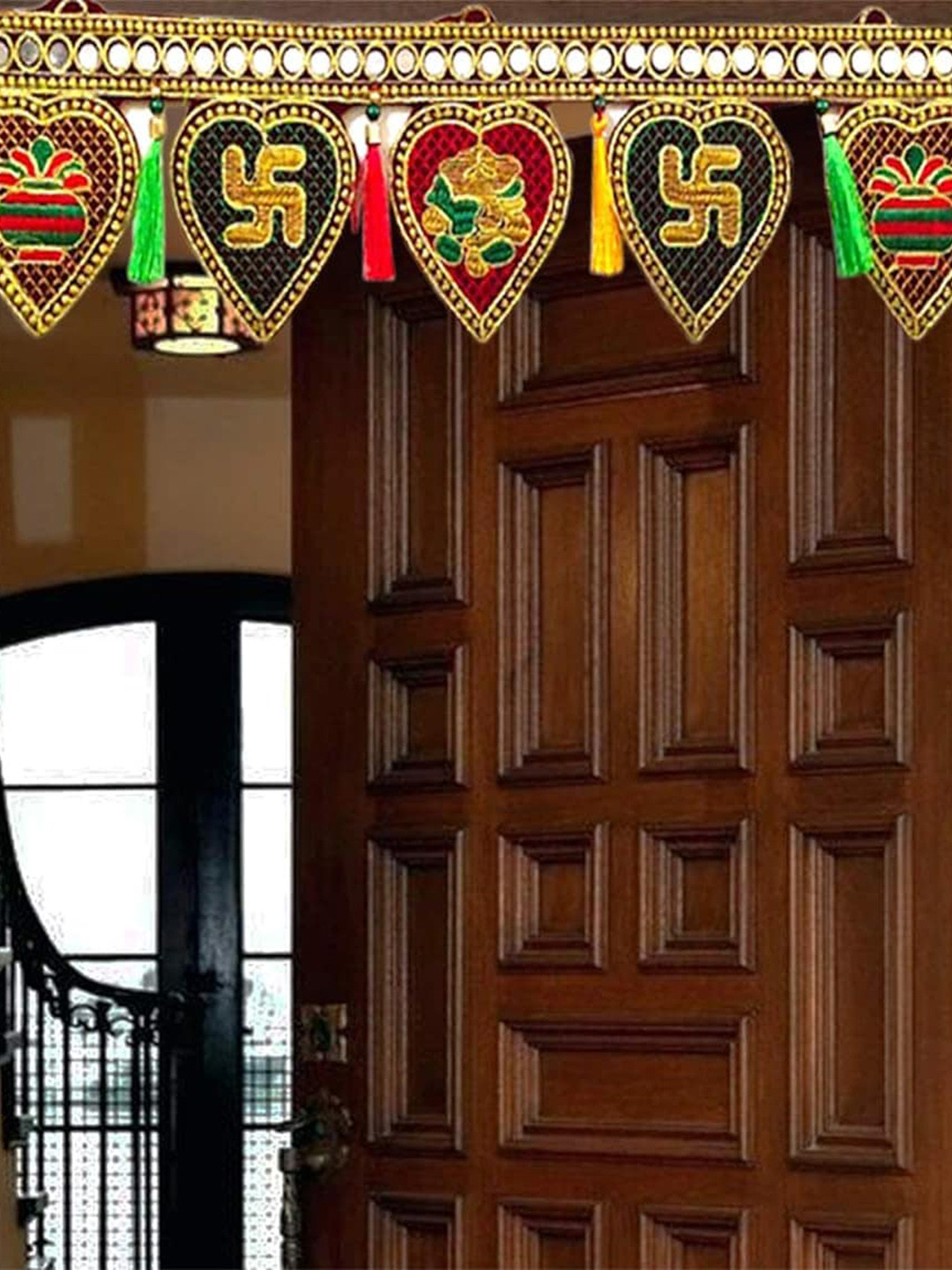 Ascension Red & Green Subh Labh Kalash Heart Design Toran