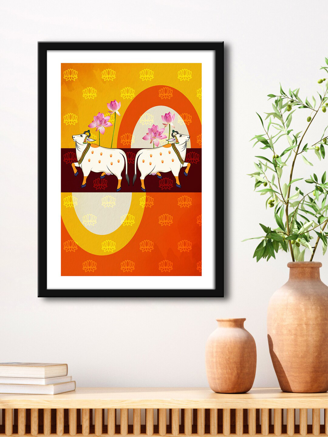 999Store Two Nandi With Pink Flower MDF Wall Rectangle Paintings Wall Art -23 x 15 In
