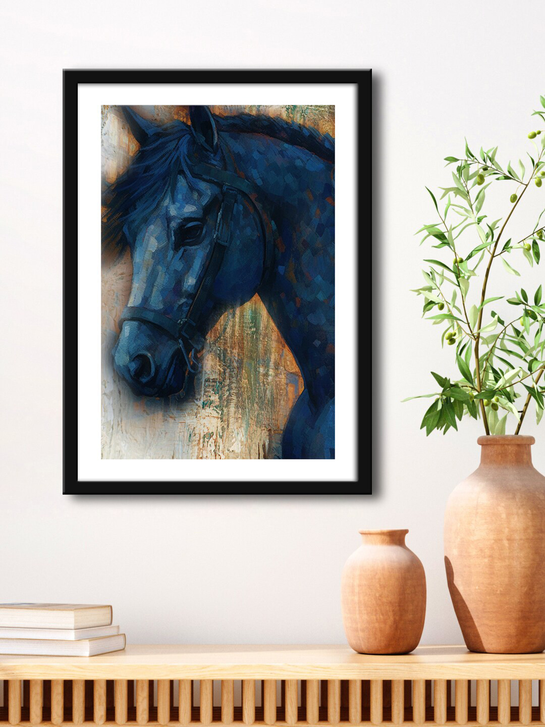 999Store Horse Half Face MDF Wall Rectangle Paintings Wall Art - 23.6 x 15.7 In