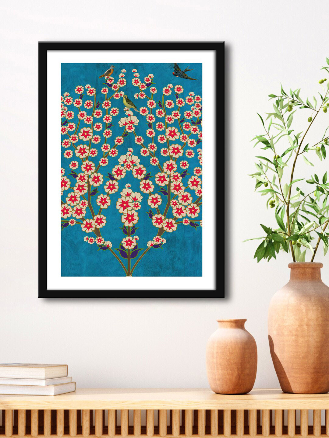 999Store Flower With Flying Bird And Sitting MDF Rectangle Paintings Wall Art -30 x 40 In