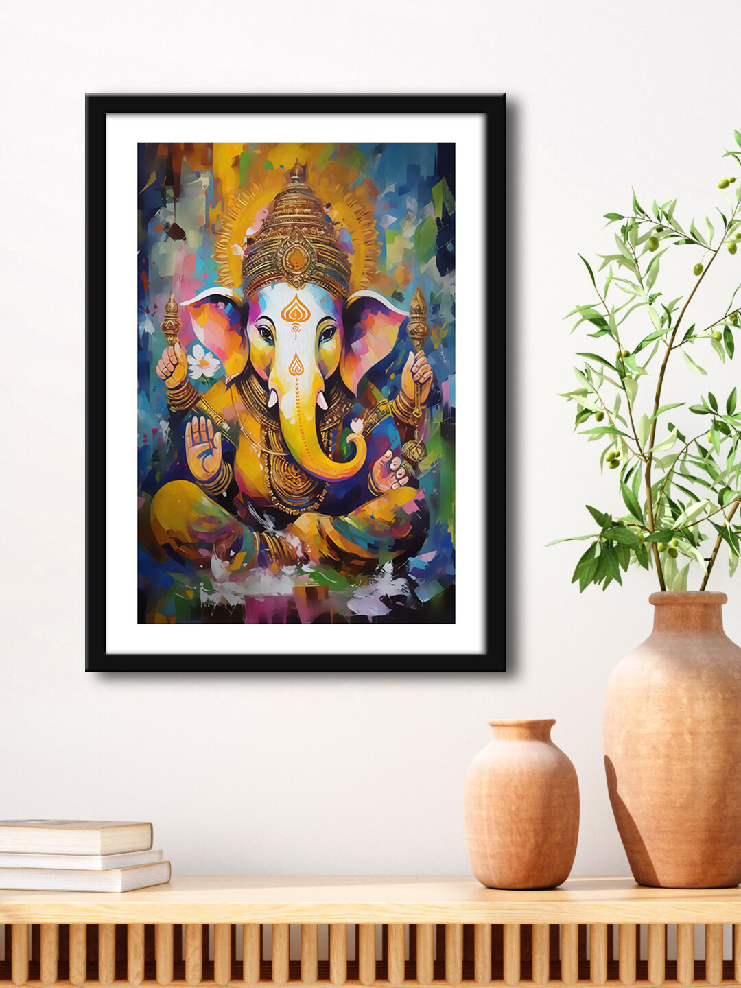 999Store Lord Ganesha MDF Wall Rectangle Paintings Wall Art - 23.6 x 15.7 In