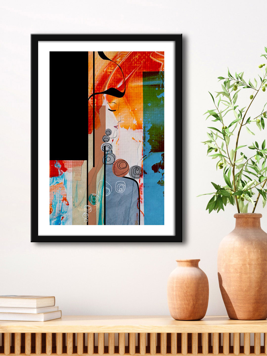 999Store Women Face MDF Wall Rectangle Paintings Wall Art - 23.6 x 15.7 In