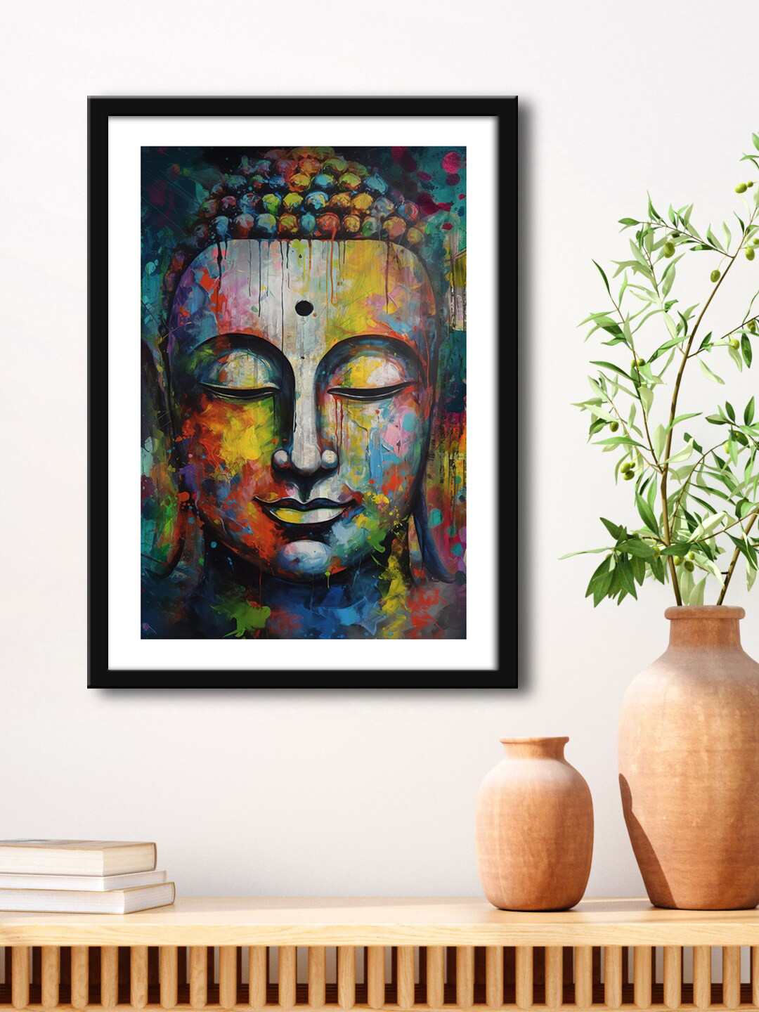 999Store Lord Buddha Face MDF Wall Rectangle Paintings Wall Art - 23.6 x 15.7 In