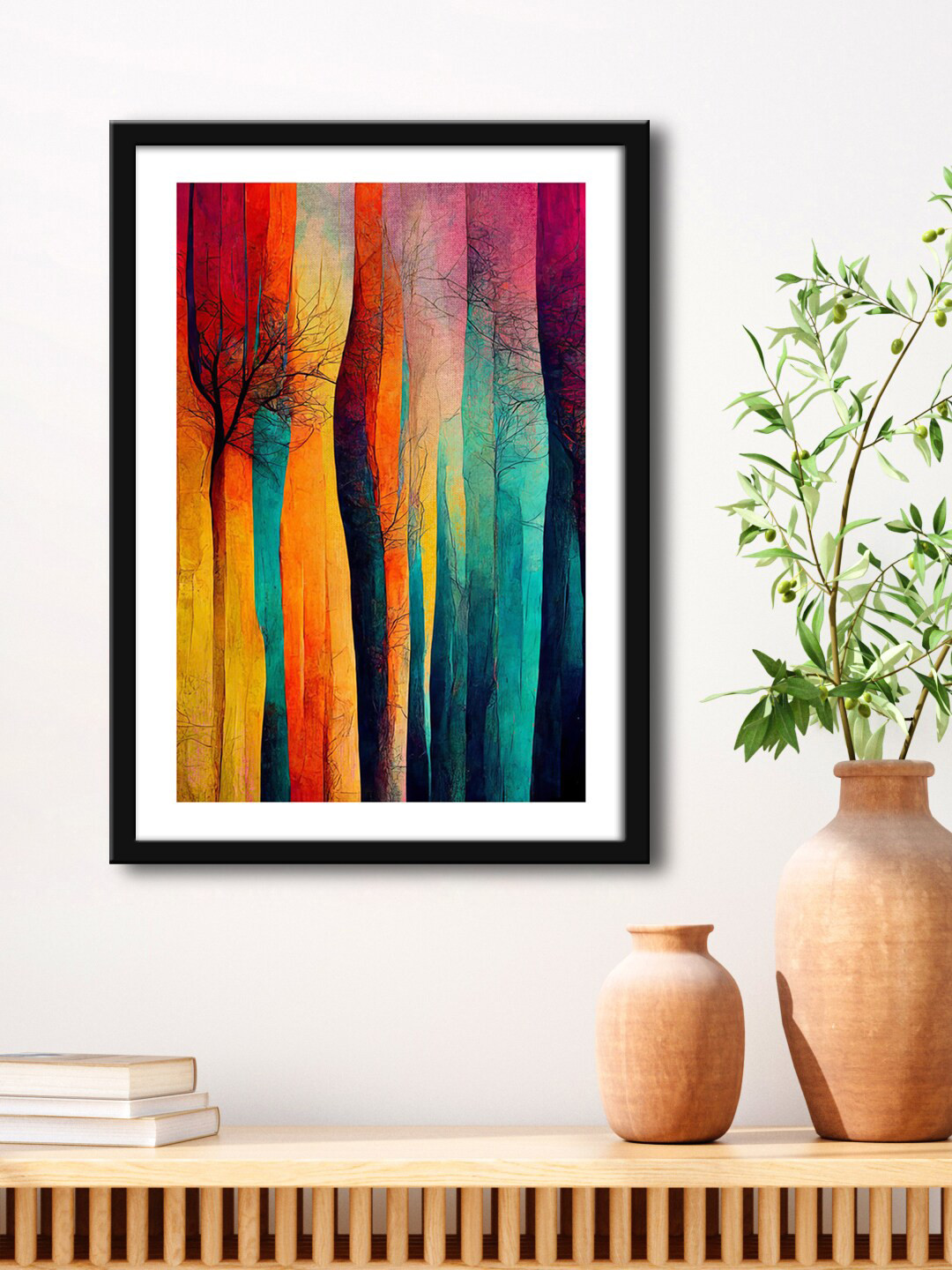 999Store Yellow & Black Abstract Painting Framed Wall Art