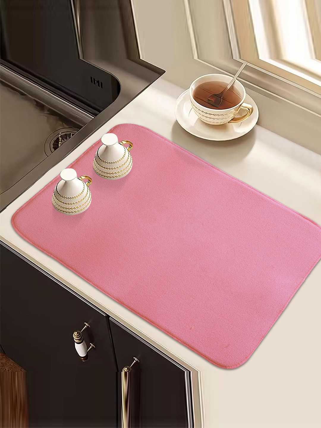 Kuber Industries 3 Pcs Pink Reversible Kitchen Drying Table Placemats