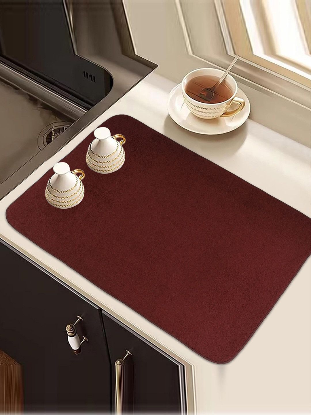 Kuber Industries Maroon & Green 2 Pieces Rectangular Table Placemats