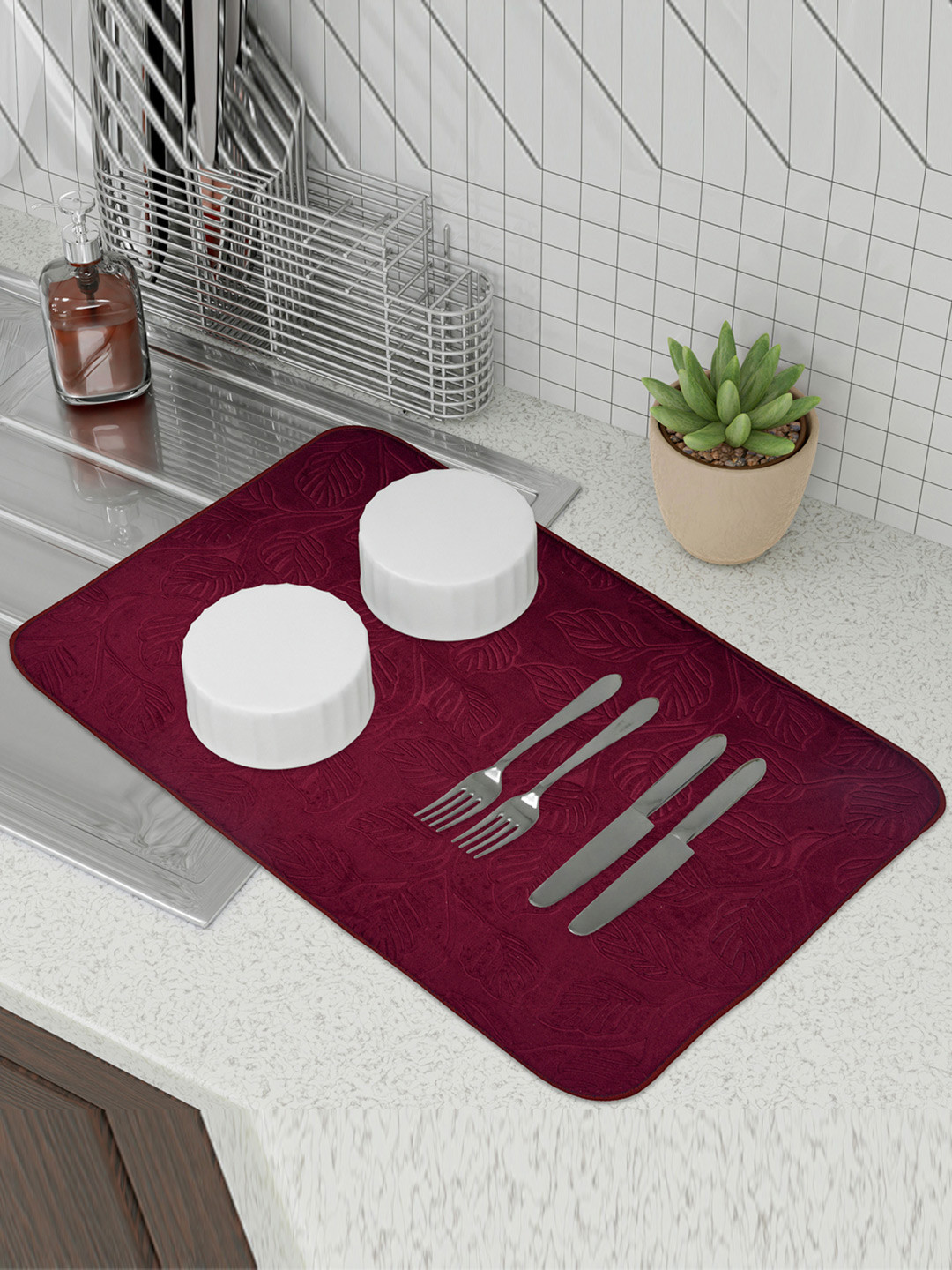 Kuber Industries Maroon Rectangular Tablemats