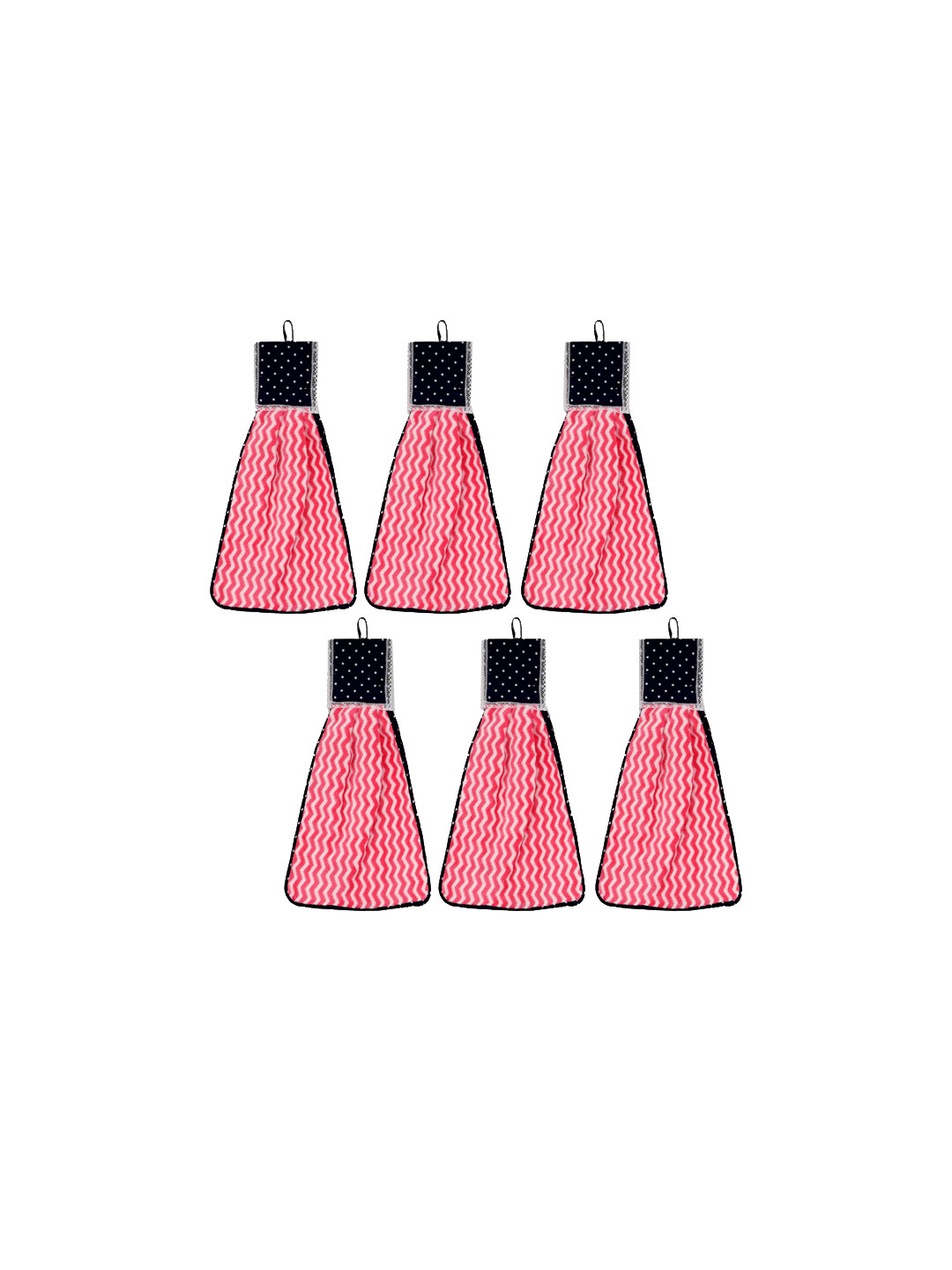 Kuber Industries 6-Pcs Pink Printed Hanging Napkin Kitchen Hand Towel