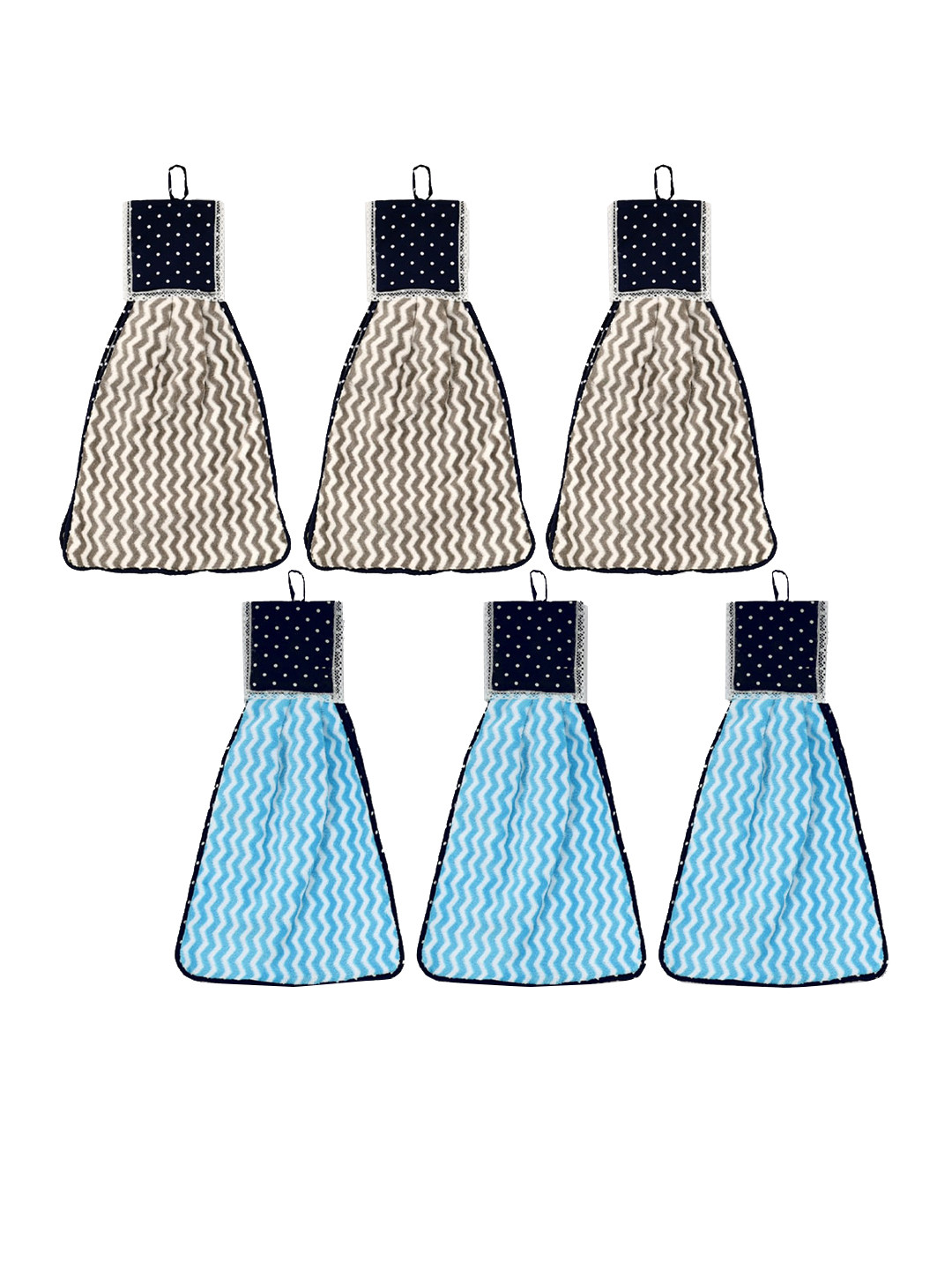 Kuber Industries Pack of 6 Chevron Printed Hanging Hand Towels