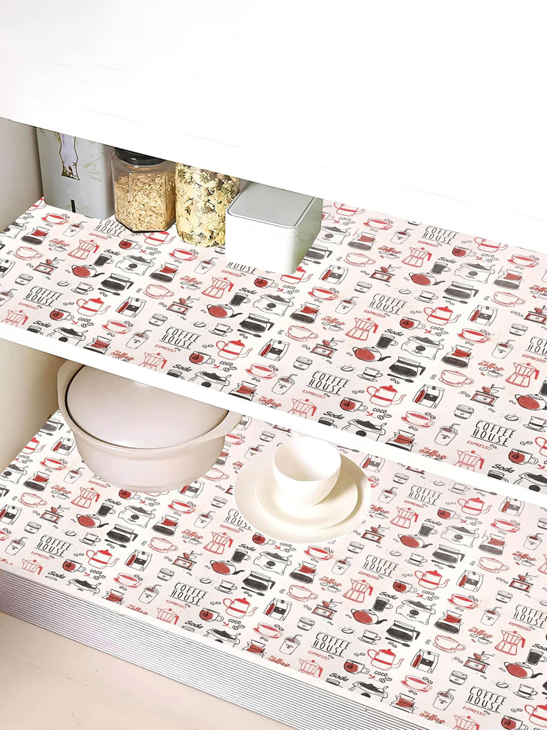 Kuber Industries Conversational Printed Kitchen Cabinet Shelf Liner