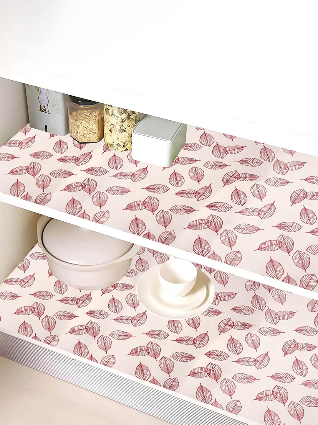 Kuber Industries White Printed Kitchen Cabinet Shelf Mat