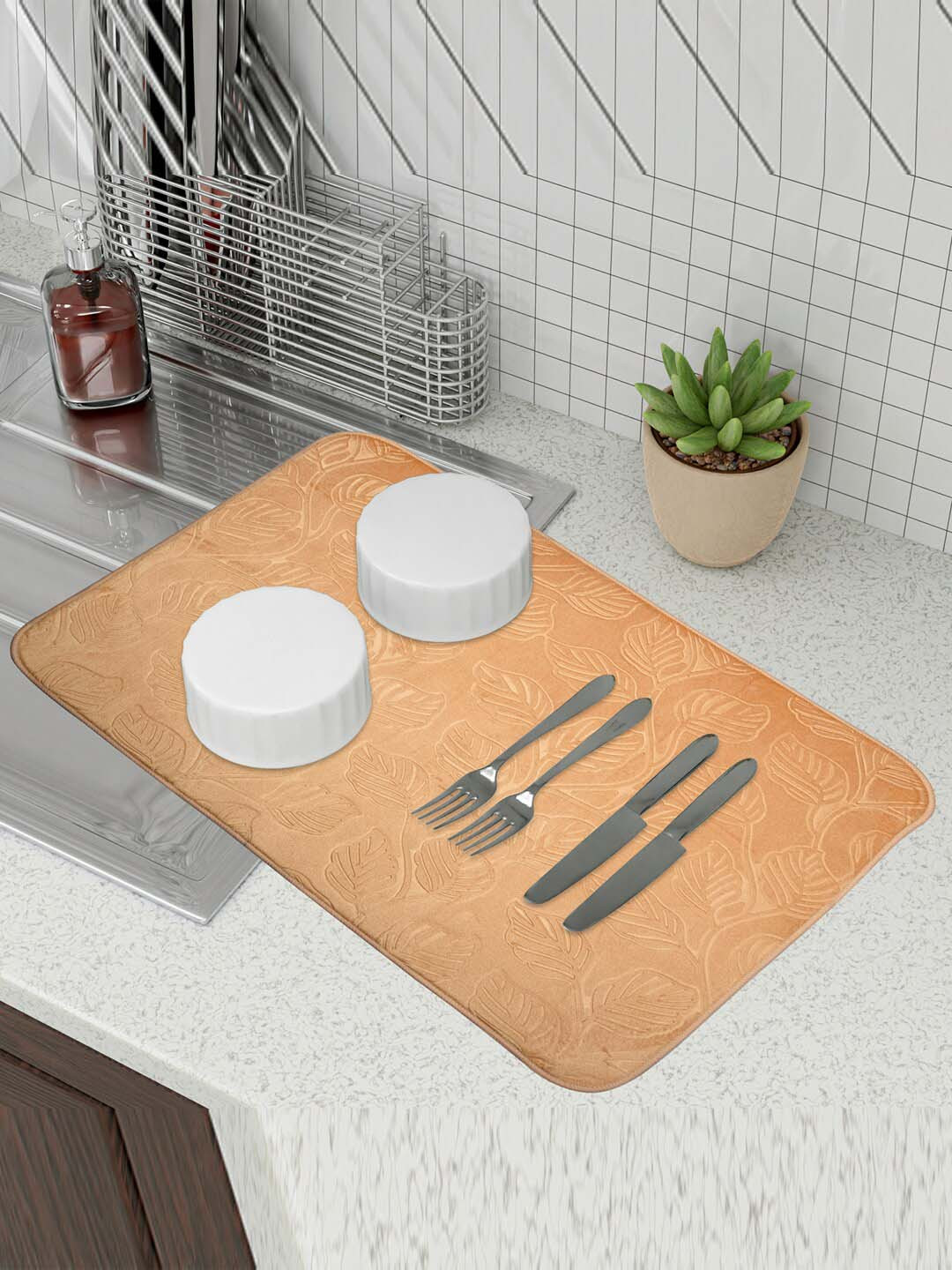 Kuber Industries Beige 3 Pieces Rectangle Table Placemats