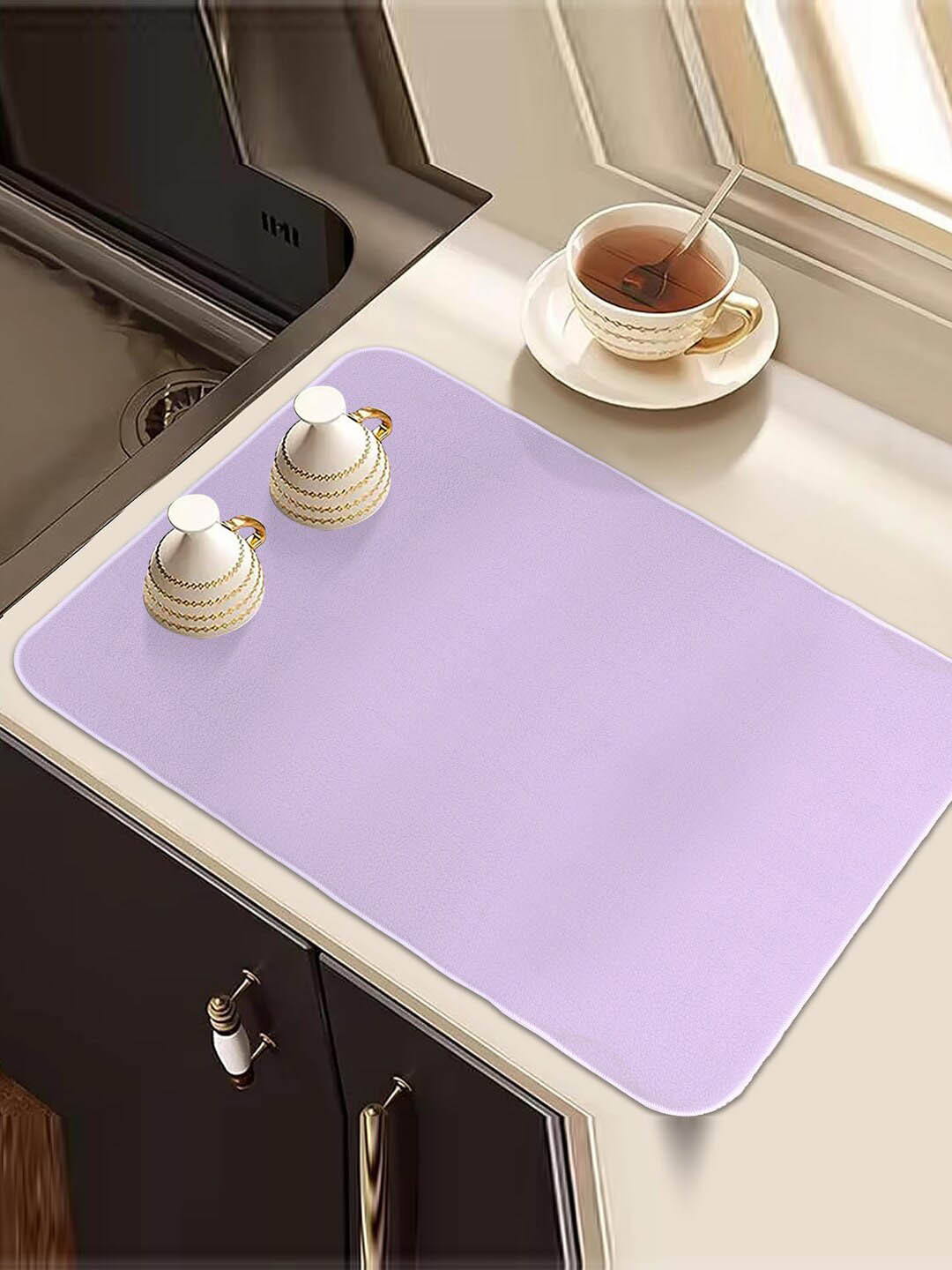 Kuber Industries Lavender Rectangle Dish Drying Placemat
