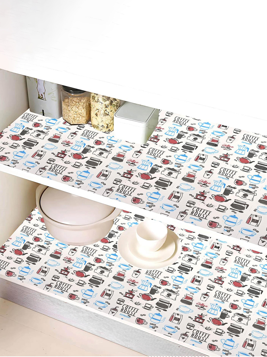 Kuber Industries White Printed Kitchen & Wardrobe Shelf Liner