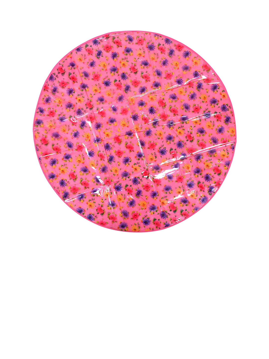 Kuber Industries Pink & Blue 2 Pieces Floral Design Satin Round Placemats