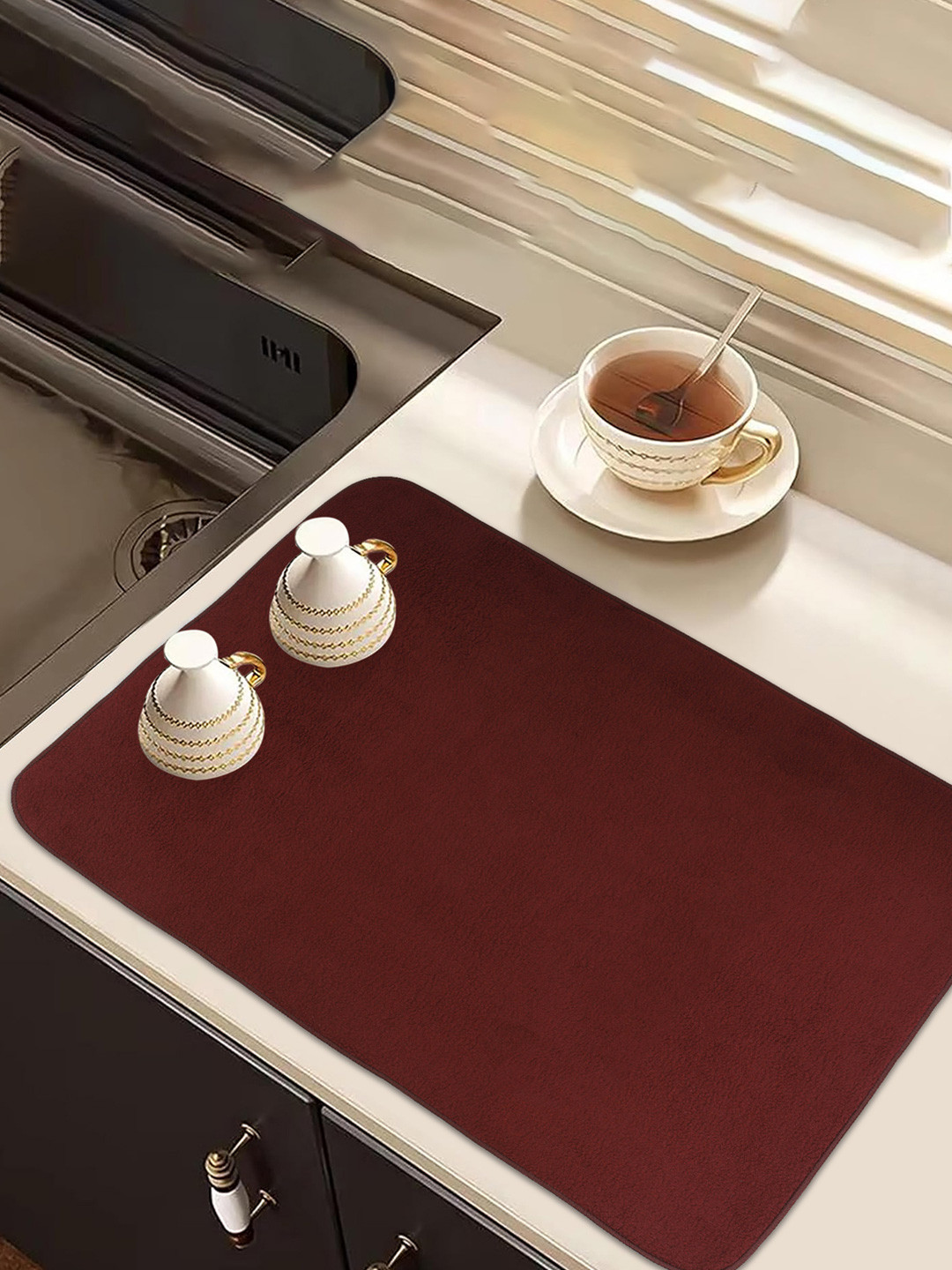 Kuber Industries Maroon & Pink 2 Pieces Rectangular Kitchen Table Placemats