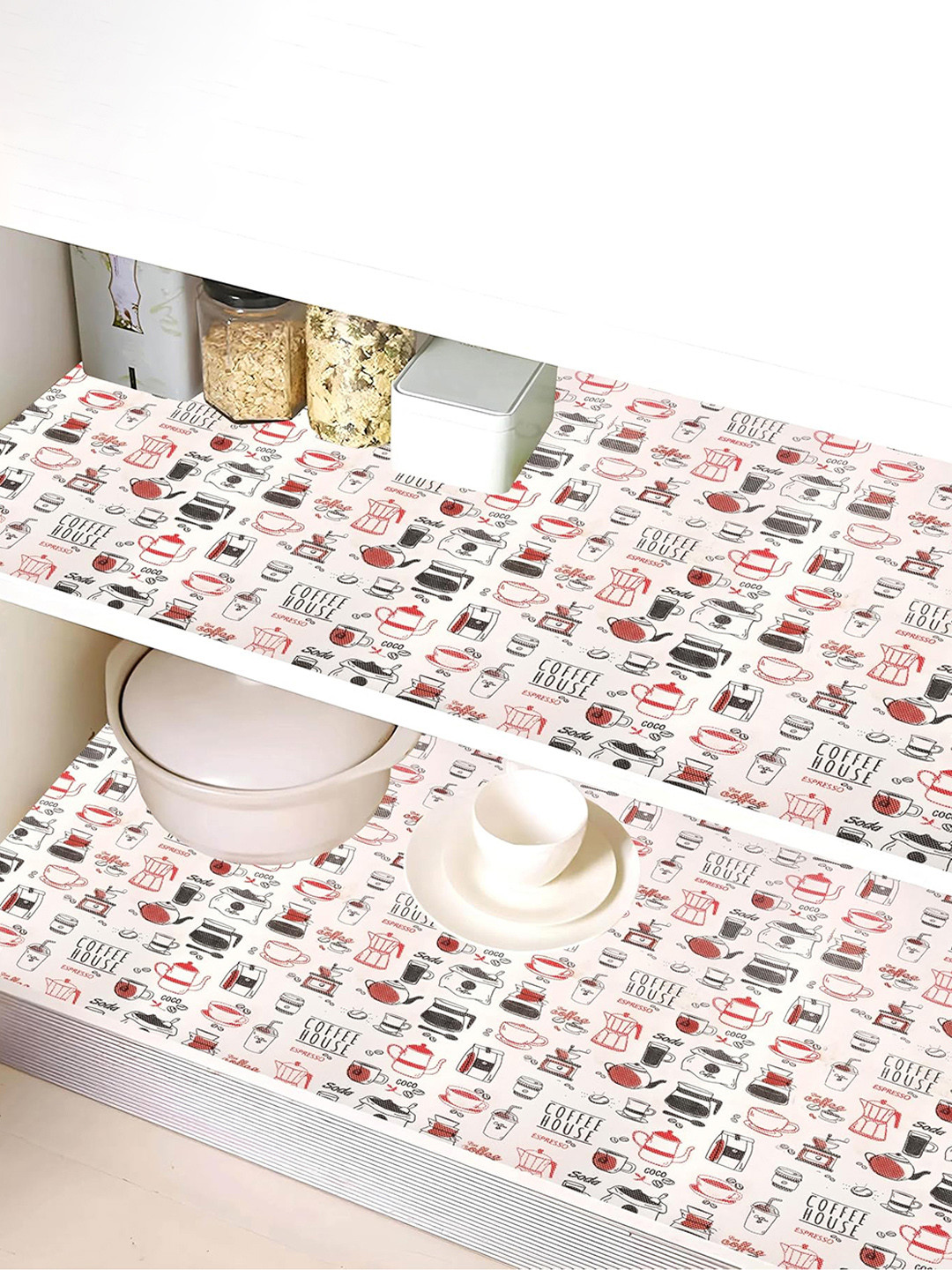 Kuber Industries White Printed Kitchen & Wardrobe Shelf Liner