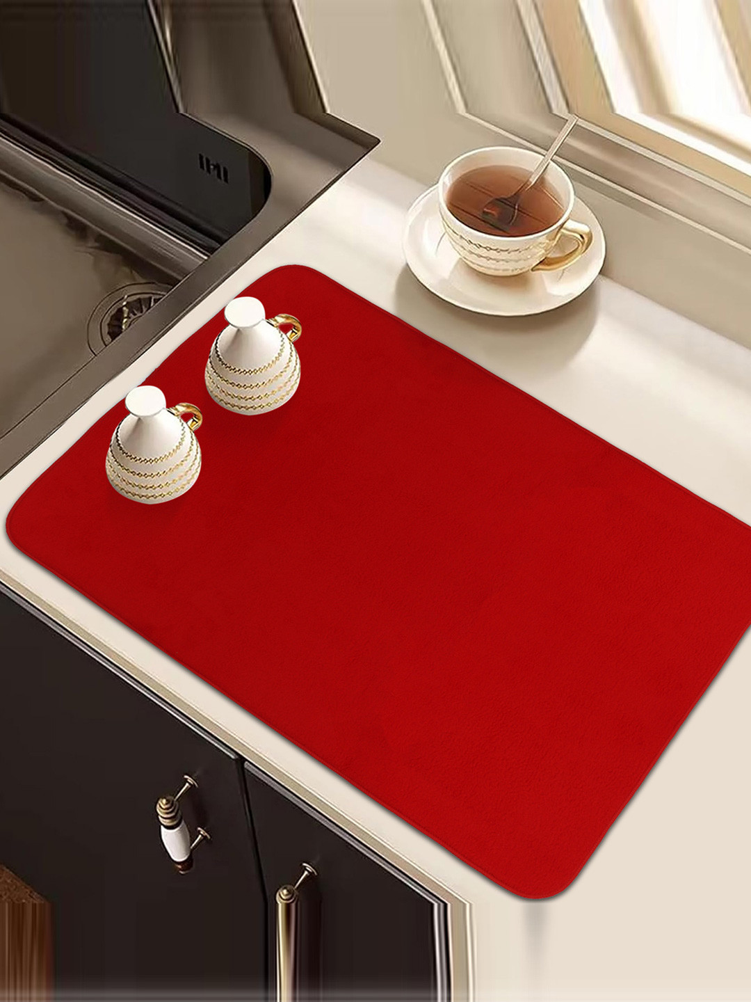 Kuber Industries Blue & Red 3 Pieces Rectangular Kitchen Table Placemats