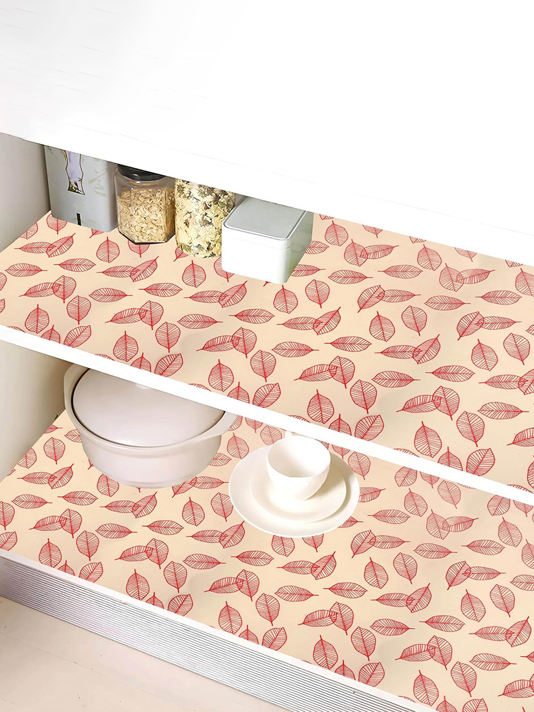 Kuber Industries Cream Printed Kitchen Cabinet Shelf Mat