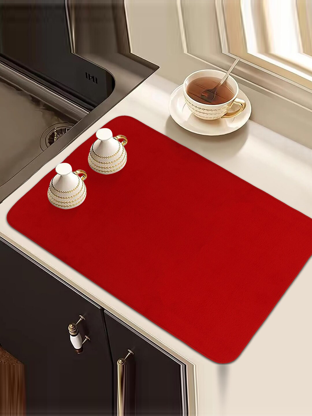 Kuber Industries Blue & Red 2 Pieces Kitchen Self Dish Dry Microfiber Table Placemats