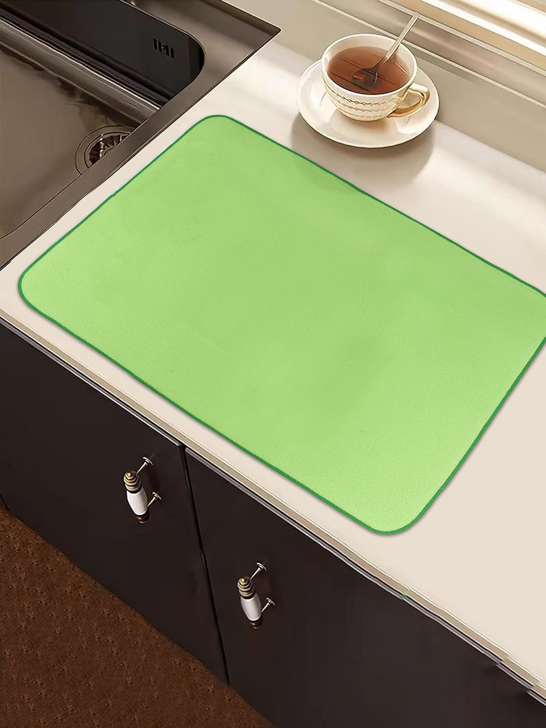 Kuber Industries Green & Red 3 Pieces Kitchen Self Drying Microfiber Table Placemats