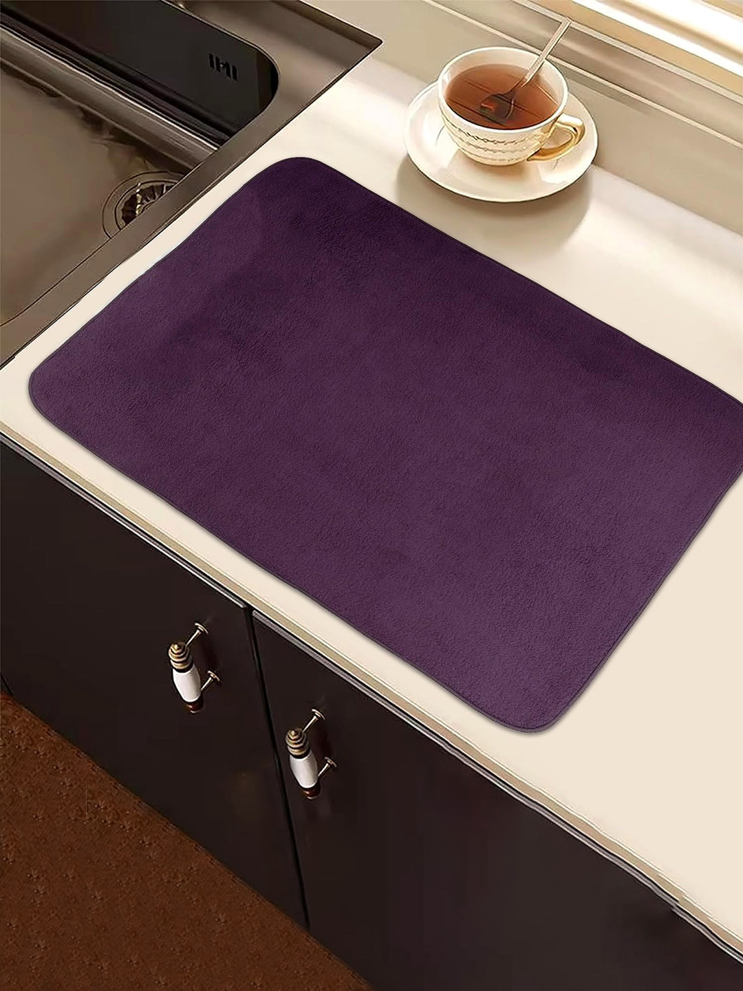 Kuber Industries 3 Pcs Red & Blue Rectangle Dish Drying Placemats