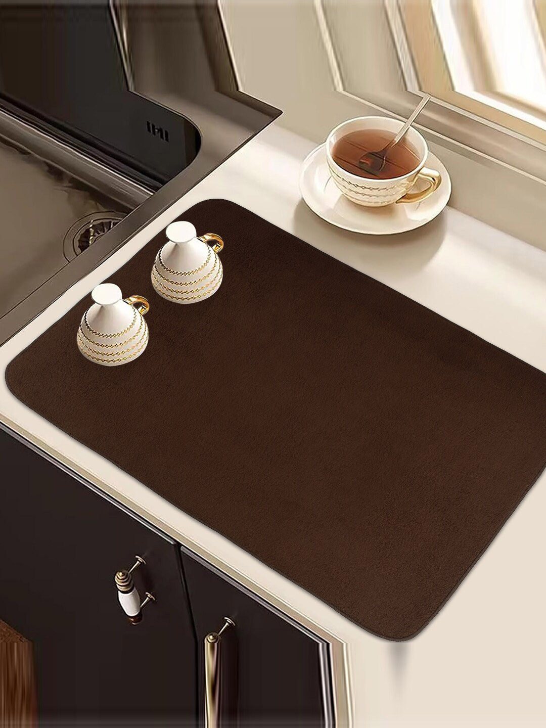 Kuber Industries Brown Kitchen Self Drying Microfiber Table Placemat