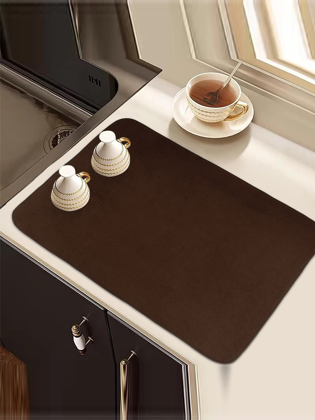 Kuber Industries Purple 3 Pcs Reversible Kitchen Self Drying Microfiber Table Placemats