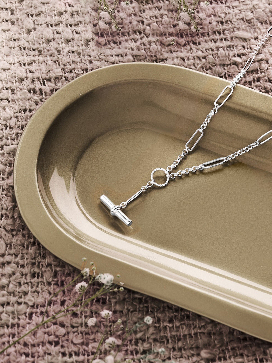 Accessorize London Women Sterling Silver-plated Twist Tbar Necklace