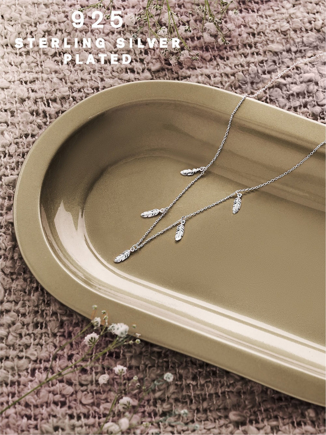 Accessorize London Women 925 Sterling Silver-plated Feather Station Necklace