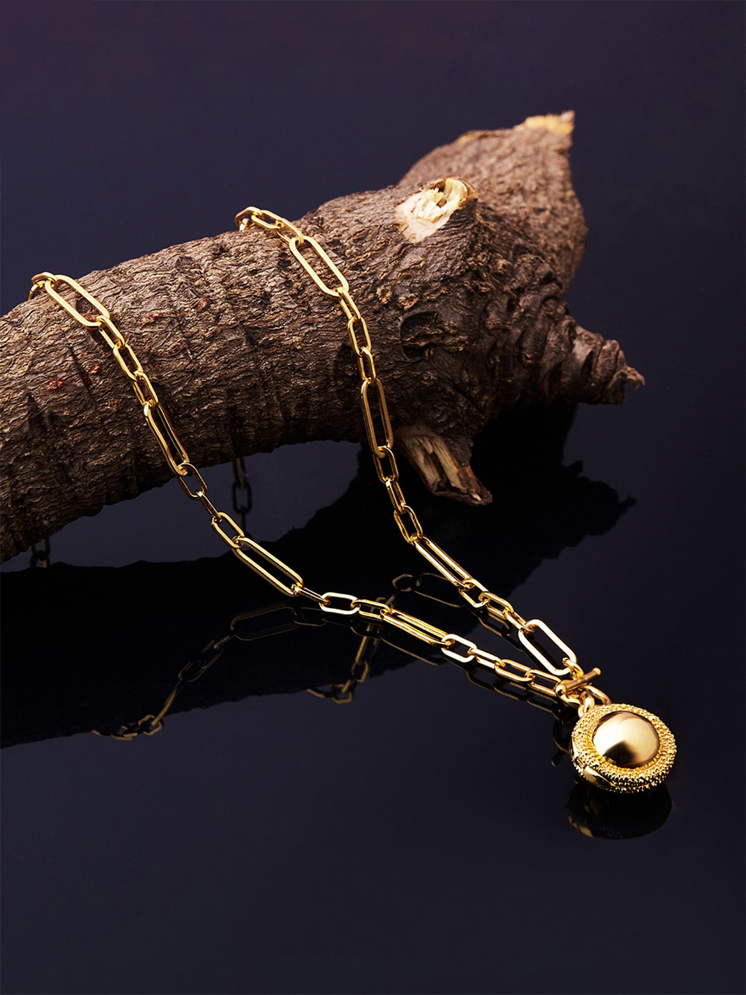 Accessorize 14K Gold-Plated Z T-Bar Locket Trombone Chain