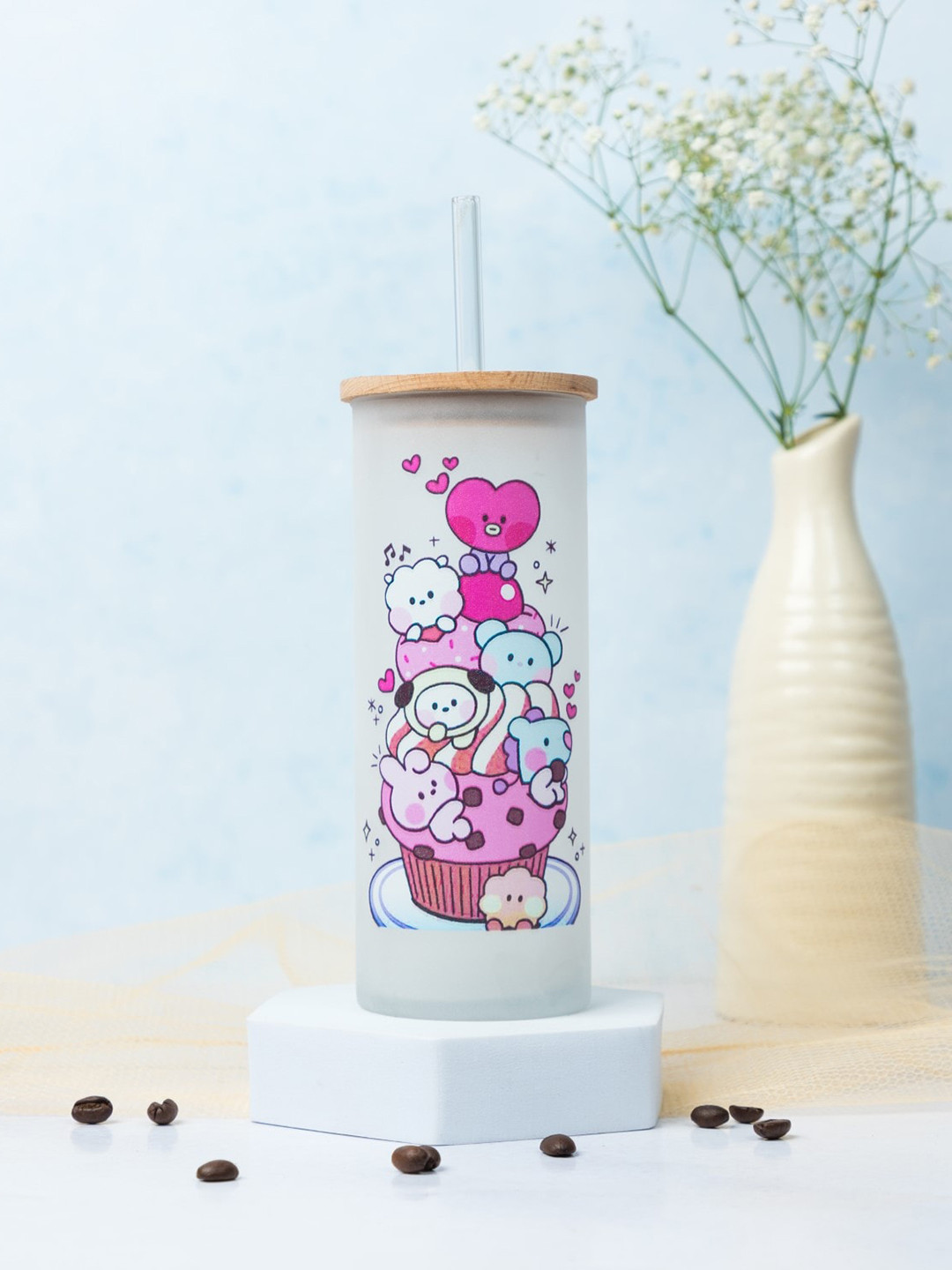 1219 Avenue Transparent Printed Tall Frosted Tumbler with Straw & Lid