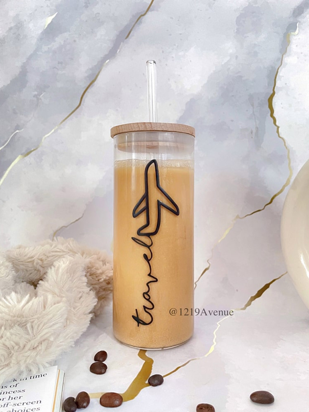 1219 Avenue Transparent Printed Tumbler with Lid & Straw