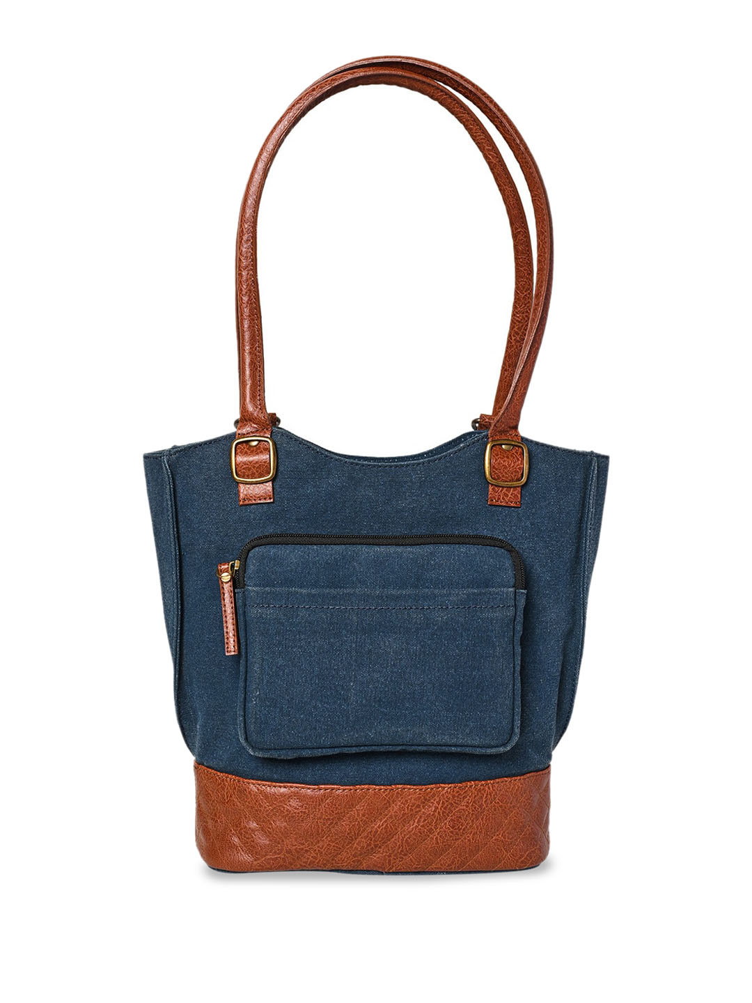 Mona B Colourblocked Canvas Structured Shoulder Bag With Convertible Handles