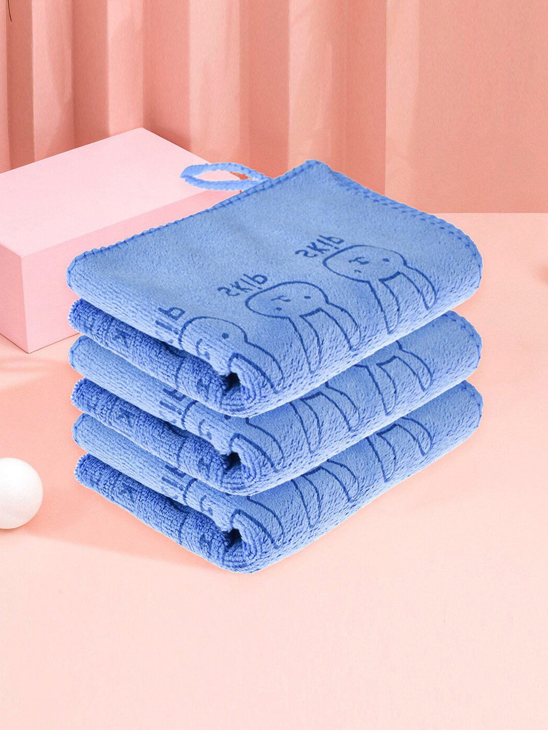 Kuber Industries Blue 4 Pieces Printed Cotton Lint-Free Kitchen Towels