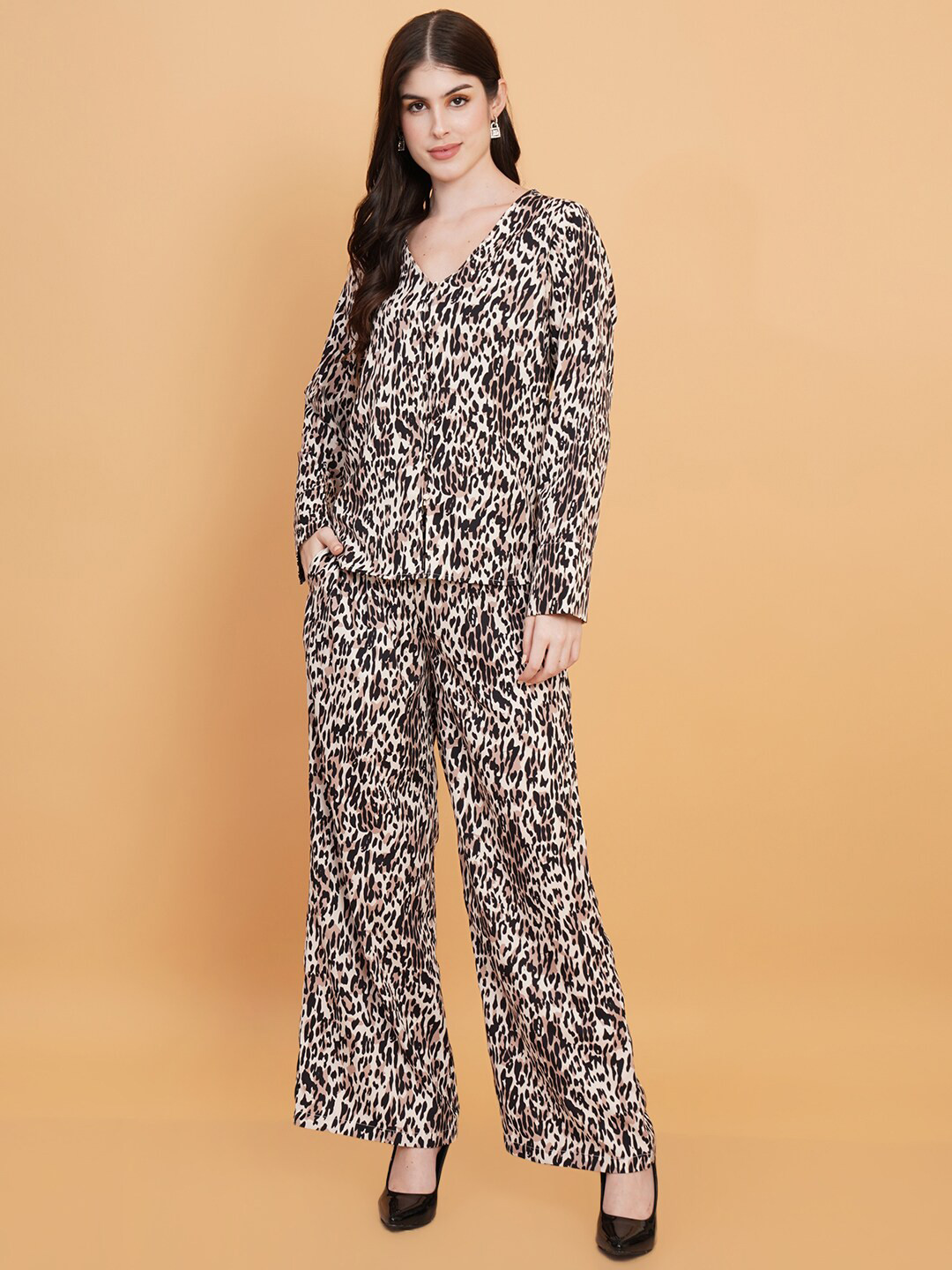 IX IMPRESSION Animal Printed Top With Trousers