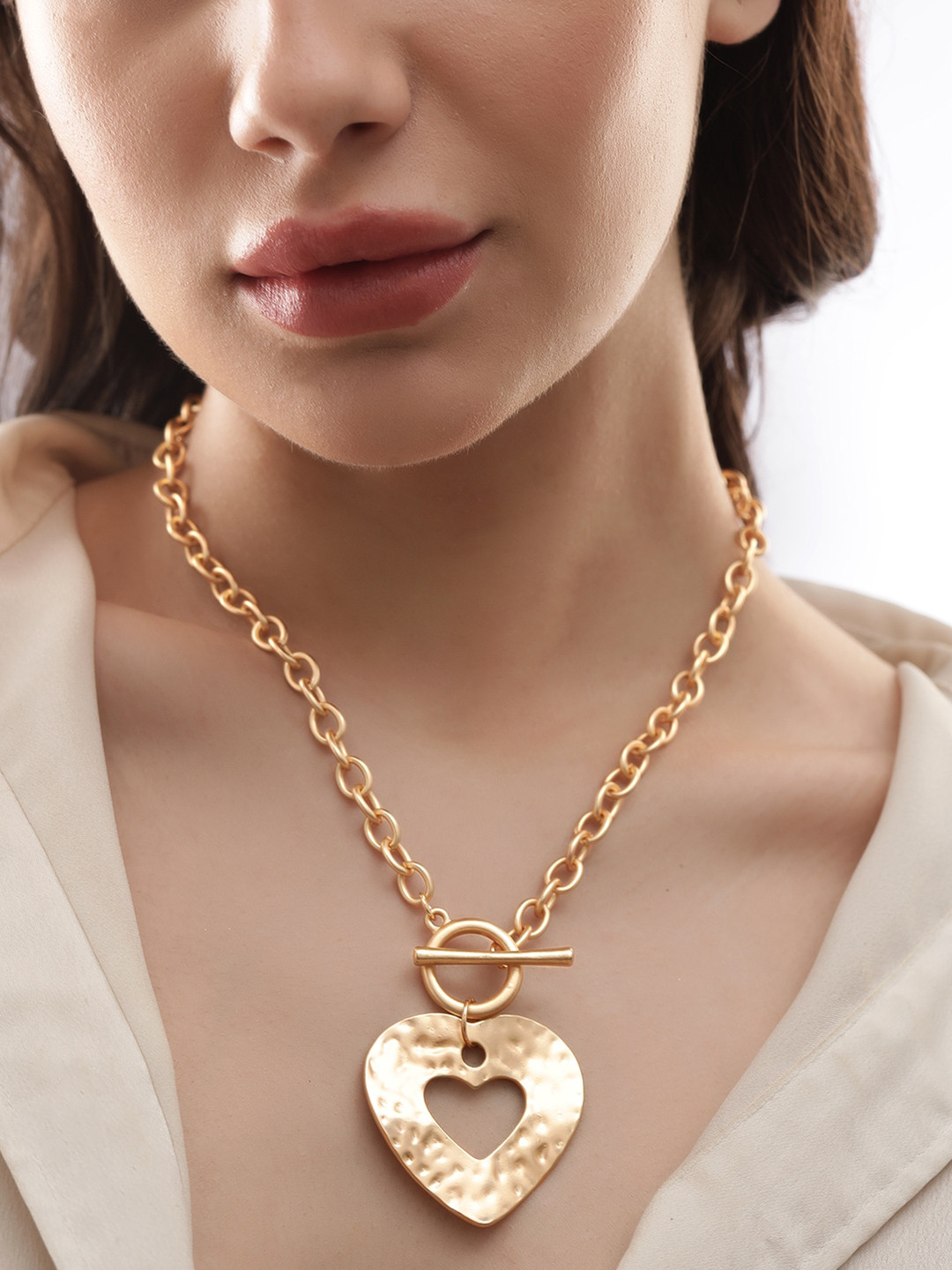Rubans Voguish 18K Gold Plated Tarnish Free Waterproof Demi Fine  Big Heart Pendant Necklace